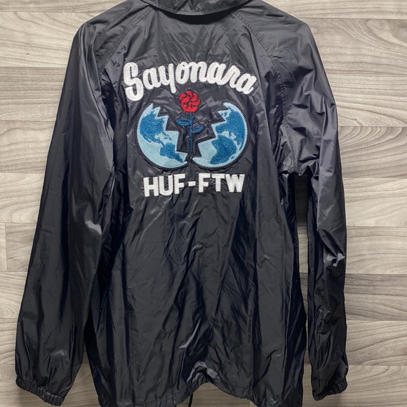 HUF SAYONARA EMBROIDERED COACHES JACKET IN BLACK - Picture 5 of 12